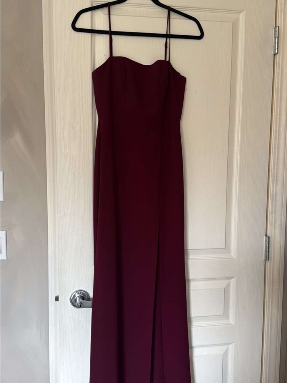 Park & Fifth Burgundy Spaghetti Strap Formal Gown